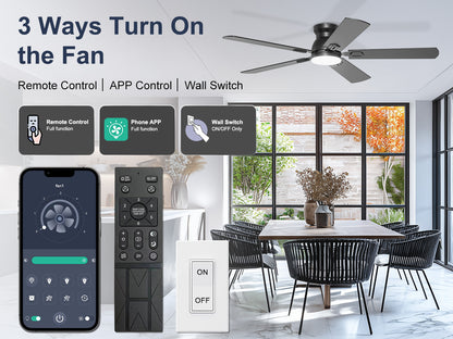 Ohniyou Ceiling Fans with Lights 52 Inch (Black)-047