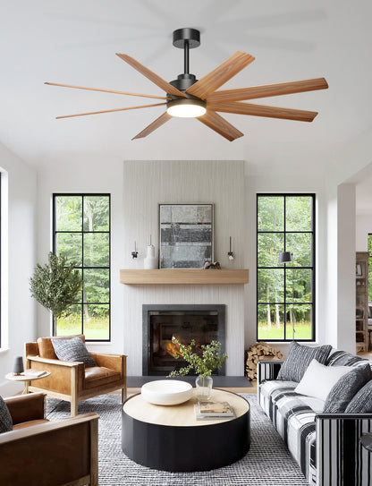Ohniyou 60" Modern Farmhouse Ceiling Fan with Light for Patio, Living Room-070