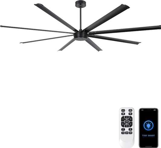 Ohniyou 96'' Industrial Ceiling Fan No Light - High CFM Large Metal Fan with